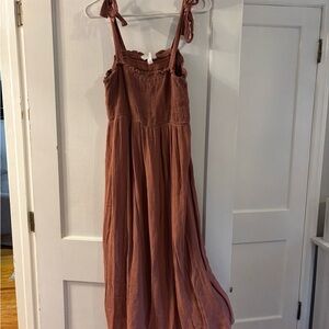 Pink Sleeveless Maxi Nursing Dress